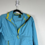 Ll Bean Womens Nylon Hooded 1/2 Zip Pullover Blue Sz S Photo 2