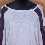 Free People Casual Clash Thermal Top Contrasting Billowed Sleeve Rose Petal XS Photo 7