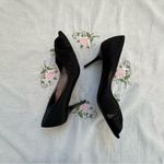 Salvatore Ferragamo “Societe” black satin peep toe pumps size 6 Photo 2