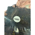 Natori Black Scarf Print Fabric with Gold Accents Fringed Vintage Style Photo 1