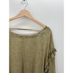 Pilcro Anthropologie Top Women Medium Moss Green Ruffled Open Back Tunic Tee Photo 5