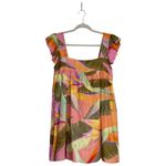 KOURT Seasonal Tropical Bird Of Paradise Print Mini Dress Size XS Linen Summer Green Photo 1