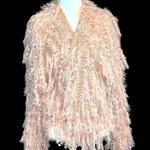 HYFVE beautiful super soft pink shaggy sweater!! Has pink satiny ribbon threaded Photo 0