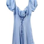 Princess Polly Polly Princess Swiss Dot Lace-Up Sky Blue Mini Dress Photo 0