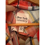 New York Laundry Women's Red Plaid Shirt Dress 1X Photo 3
