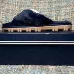 Nautica Aren Fluffy Faux Fur Indoor/Outdoor Slide Sandal Slippers in Navy Photo 0