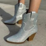 Forever Link Silver Rhinestone Ankle Cowboy Boots Photo 0