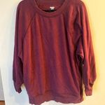 Aerie Women’s Burgundy Plush Lined Crewneck Tunic Length Oversized Sweatshirt Photo 0