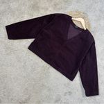 Madewell Women’s Waffle-Knit Relaxed V-Neck Top Longsleeve in Black Iris Size XL Photo 2