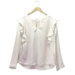 Rebecca Taylor NWT  100% Silk Ruffle Blouse Size 8 Long Sleeve Antique Cream $295 Photo 4