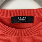 BRASS Orange Fine Rib Knit Cotton Silk Short Sleeve Blouse XL Photo 3