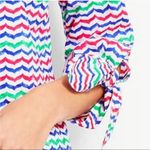 Talbots Tunic Top Colorful Whale Tail Wavy Print Tie Sleeve Popover Blouse Photo 1