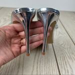 Nine West Ziggle Heeled Slide Gem Embellished Sandals 8 Clear Silver Tone $89 Photo 4