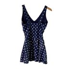 Yonique Navy Polka Dot One Piece Swimdress‎ Skirted Swimsuit Medium Blue Photo 6