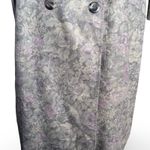 London Fog Vintage 70s Floral Jacquard Trench Coat Gray Purple Belted 10 Petite Photo 4