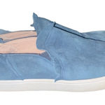 Kate Spade  women’s size 7 blue Lilly ruffle suede round toe slip on sneakers Photo 0