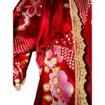 Vintage Halo Kimono Cardigan Satin Floral Red Medium Lace Trim Y2K Made in USA Photo 2