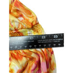 Sunny Leigh  Floral Print Dress Smocked Waist Tie Neck Yellow‎ Pink M Photo 9