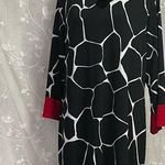 Dress Barn Women’s  3/4 Sleeve Cow Print Black Red Knee Length Dress Sz 16 EUC Photo 0