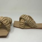 Pretty Little Thing NEW Faux Vegan Leather Square Toe Twin Ruched Strap Sandals 7 Photo 1