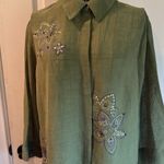 Napa Valley green button down embroidered beaded shirt Size L Photo 1