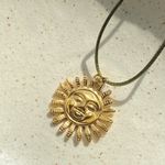 Handmade gold tone stainless steel sun boho retro vintage style necklace☀️ Photo 5