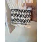 ZARA Puff Sleeve Sailor Collar Smocked Poplin Blouse Cotton White Women Size XS Photo 4