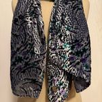 Women's Floral Velvet Scarf Multicolor Rectangle Black Photo 1