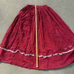 VTG 80s 90s prairie Gunne red calico floral eyelet lace tiered skirt 25" WAIST Size XS Photo 6