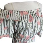 Blush Womens Hint of Bandeau Floral Print Stripe Off Shoulder Dress - Sz XL Photo 1
