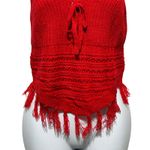 No Boundaries  Juniors Knit Crop Top S Red Fringe Y2K Festival Crochet Coquette Photo 3