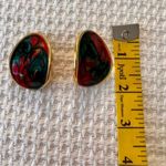 Vintage Multicolor Hand‎ Painted Earrings Green Photo 1