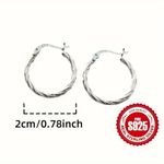 Pure S925 Sterling Silver Twist Hoop Earrings • Lightweight Hypoallergenic Every Photo 2