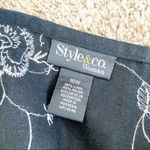 Style & Co Black Silver Linen Embroidered Skirt Sz 16W Photo 1