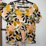 Rachel Zoe  Floral Linen Top‎ 1X Short Sleeve Relaxed Fit Casual Photo 2