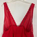 Cacique Sheer Mesh Red Pullover Babydoll Nightgown Lingerie Size Large Photo 6