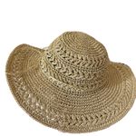 Scala Women’s Woven Crocheted Packable Raffia Paper Tan Sun Hat Bow One Size Photo 4
