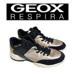 Geox  Respira walking sneakers, buttery soft leather, gold and black, size 7 Photo 0