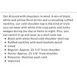 White House | Black Market WHBM Ruffle Flowy Lightweight Cool Tropical Floral Black Shell Tank Top Blouse S Photo 11