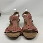 Cobb Hill Hollywood T Strap Light Rose Pink Leather Wedge Comfort Sandal Size 10 Photo 2