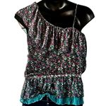 Lulumari Excellent Women’s Asymmetrical Ruffle Short Sleeve Blouse Size Large Photo 6