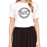 Michael Kors Printed Charm-Logo T-Shirt Logo Tee in White, Size S New w/Tag Photo 1
