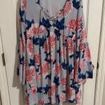 Altar'd State Blue and Pink Floral Long Sleeve Dress Photo 0