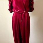 BENSON E SMITH | Vintage Red Velour Jumpsuit Sz L Size L Photo 0