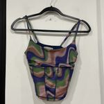 Urban Outfitters  Mesh Corset Top Size Medium Swirl Multicolor Rave Festival Photo 2