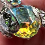 Vintage Warner Insect Bug Blue Green AB Rhinestone Silver Tone Signed Brooch Pin Photo 5