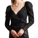 Ted Baker Black Lazare D Ring Wrap Top Blouse Womens XS Puff Shoulder Coquette Photo 0