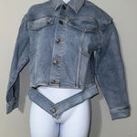 LNDN Denim Landon Denim Cutout Waist Classic Denim Jacket NWT‎ Size XXS Blue Photo 0