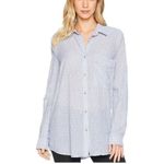 Free People  No Limits Stripes Button Down Shirt In Blue Photo 1