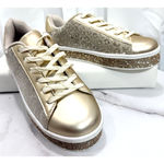 Women's Uubaris Gold Sparkled Tennis Shoes Size 8 Photo 0